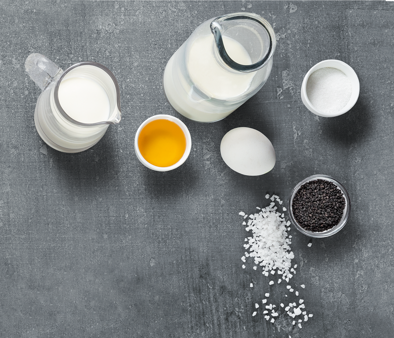 Zutaten für Pudding mit schwarzem Sesam